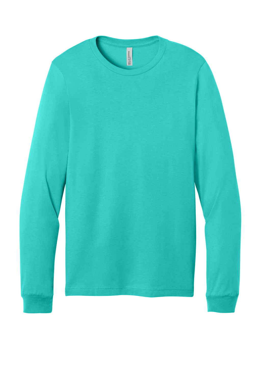 Front View of Teal BELLA+CANVAS Unisex Jersey Long Sleeve Tee. BC3501