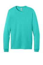 Front View of Teal BELLA+CANVAS Unisex Jersey Long Sleeve Tee. BC3501
