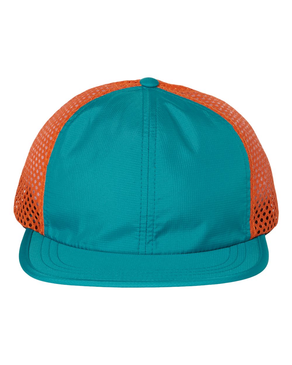 Front View of Teal/ Orange Rogue Wide Set Mesh Cap - 935