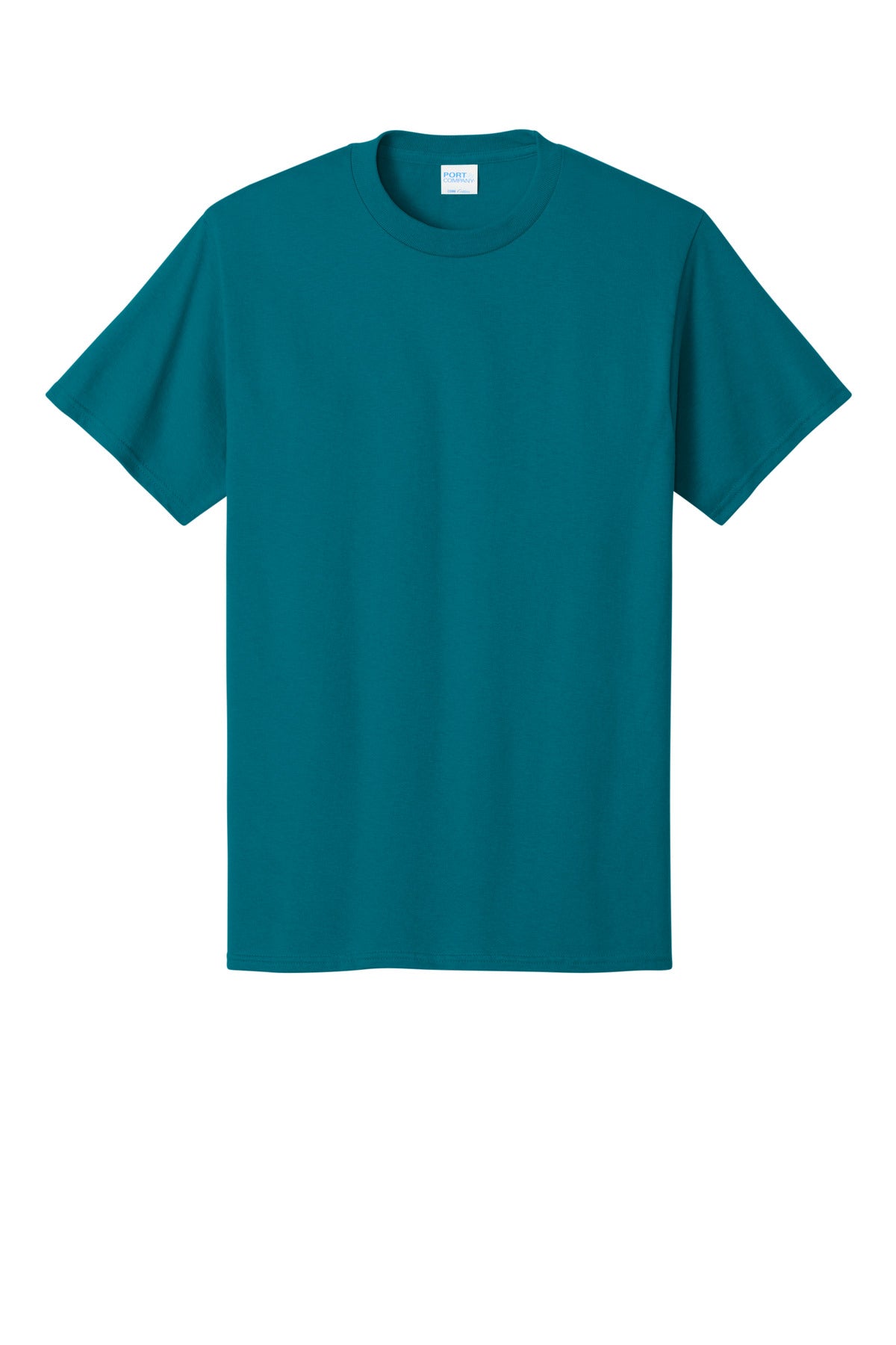 Front View of Teal Port & Co Core Cotton Tee. PC54