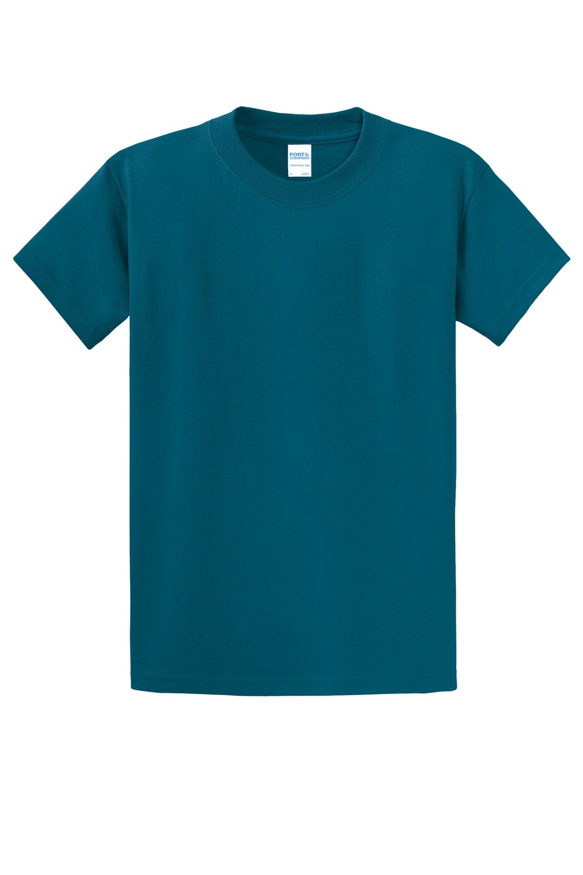 Front View of Teal Port & Co Essential Tee. PC61