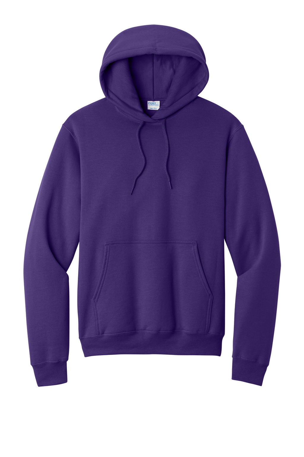 Front View of Team Purple Port & Co Core Fleece Pullover Hooded Sweatshirt. PC78H