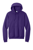 Front View of Team Purple Port & Co Core Fleece Pullover Hooded Sweatshirt. PC78H