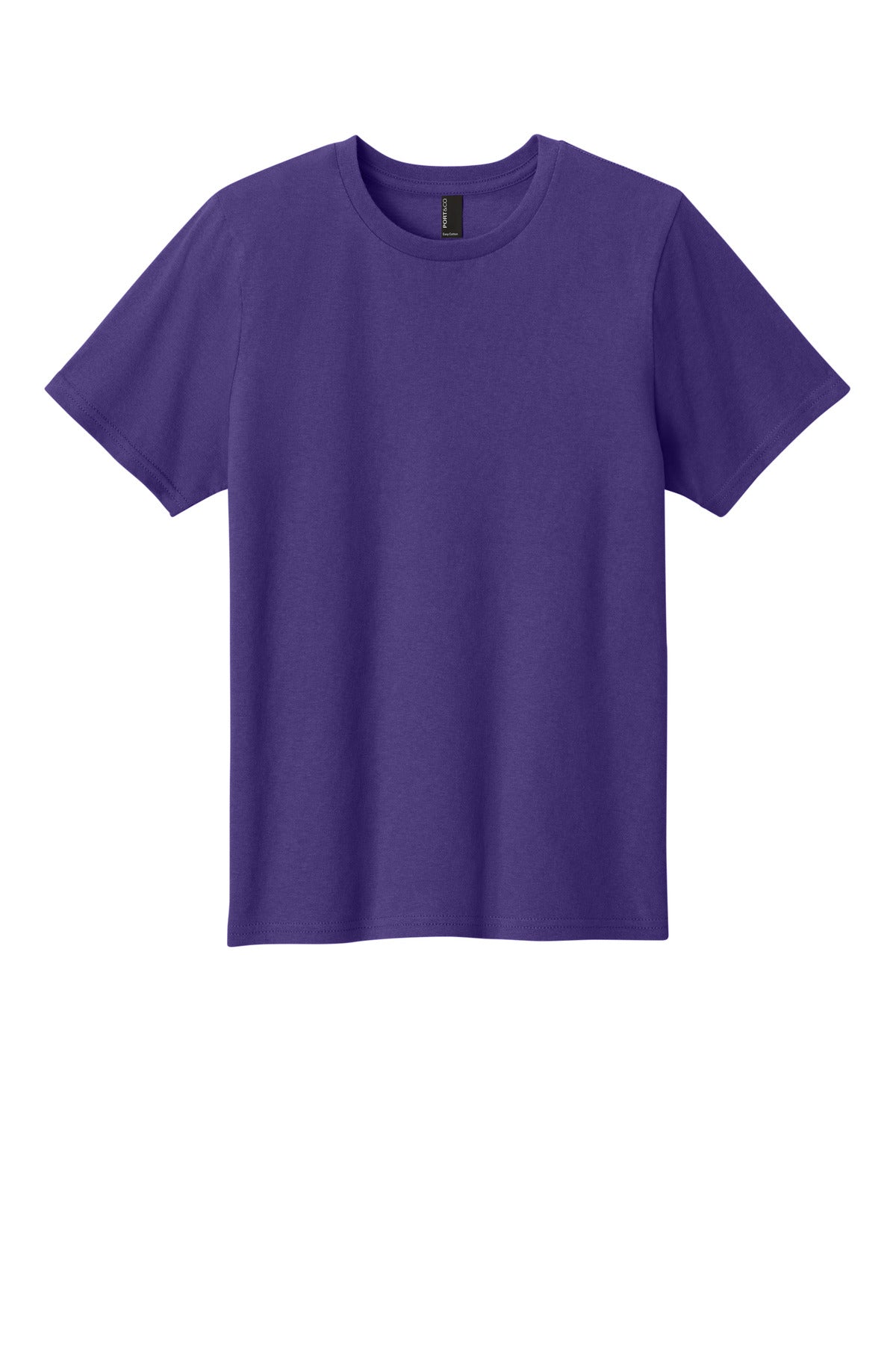 Front View of TeamPurple Port & Co Youth Easy Cotton Tee PC43Y