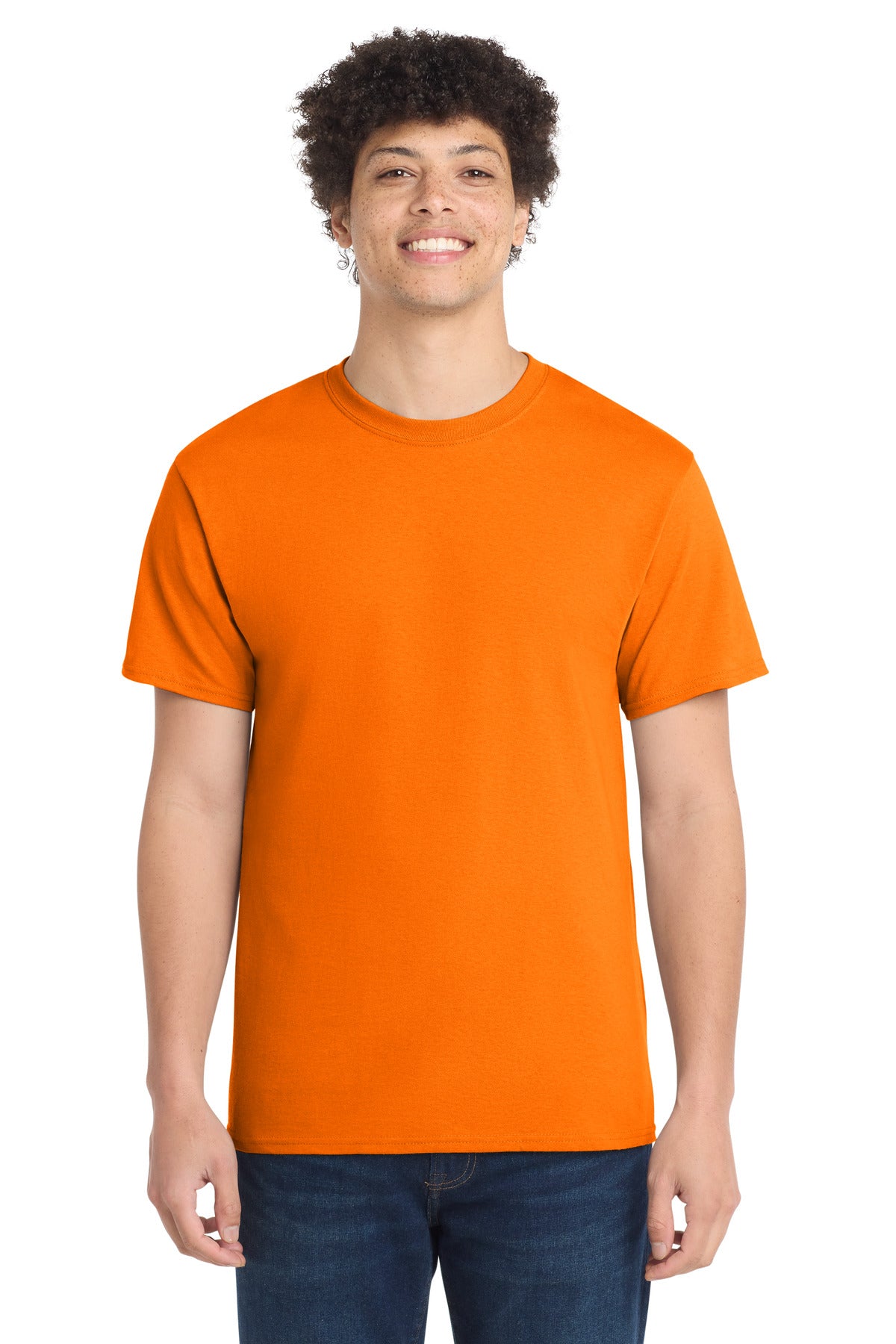 Front View of TennOrange Port & Co Core Cotton Tee. PC54