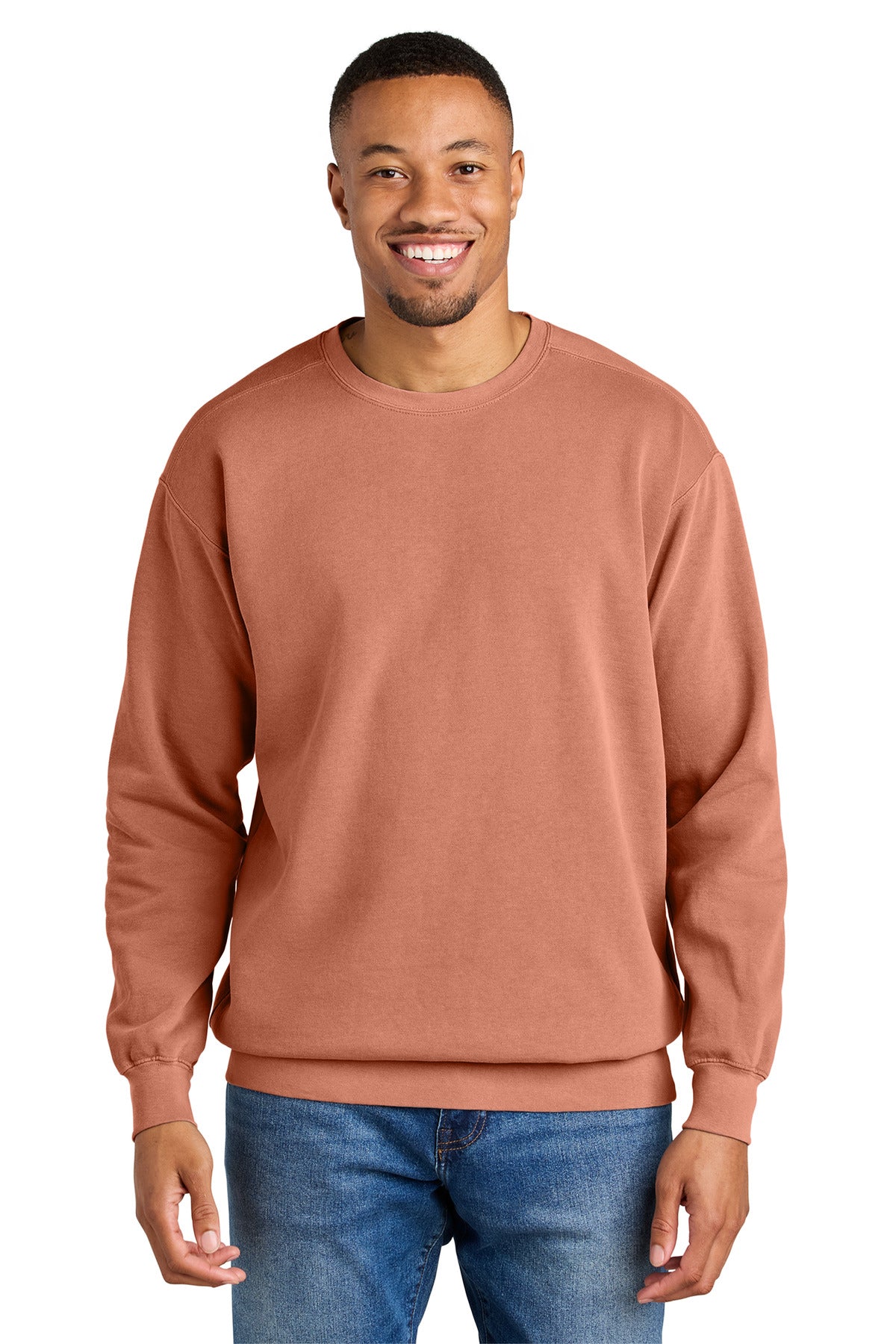 Front View of Terracotta COMFORT COLORS Ring Spun Crewneck Sweatshirt. 1566