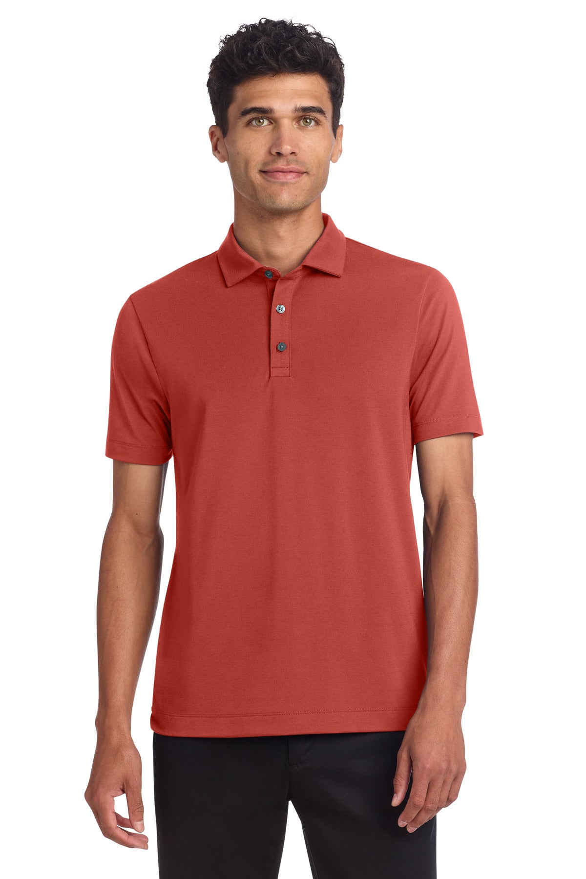 Front View of Terracotta Mercer+Mettle Stretch Jersey Polo MM1014