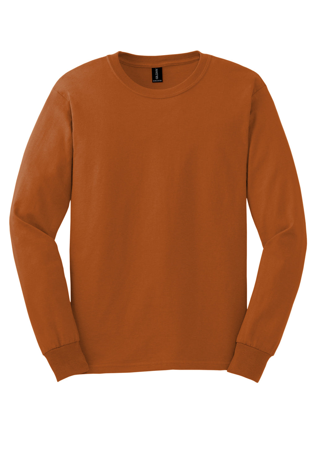 Front View of Texas Orange Gildan - Ultra Cotton 100% US Cotton Long Sleeve T-Shirt. G2400