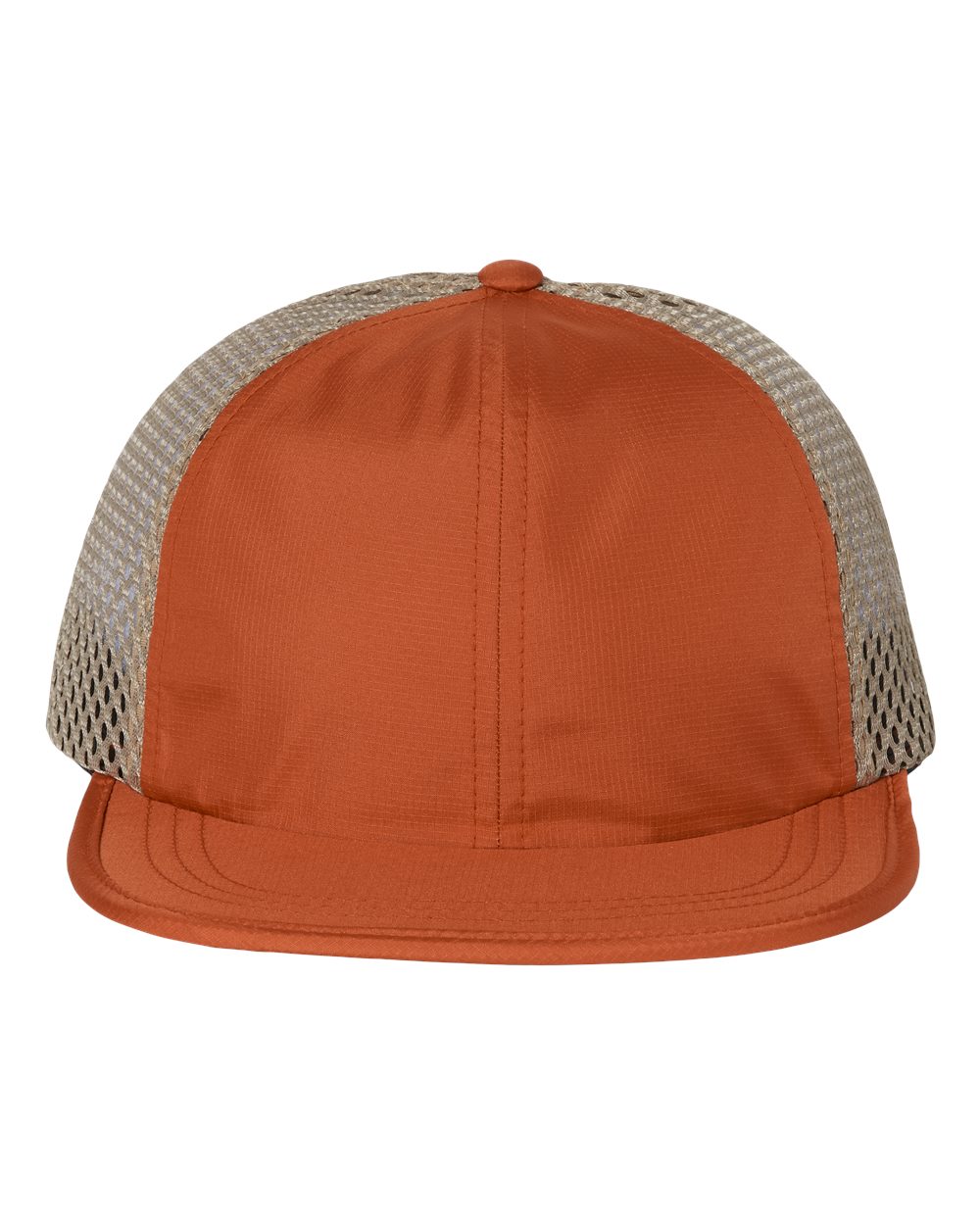 Front View of Texas Orange/ Khaki Rogue Wide Set Mesh Cap - 935
