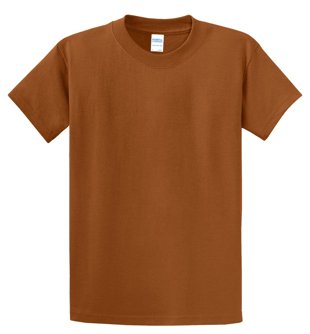 Front View of Texas Orange Port & Co Essential Tee. PC61