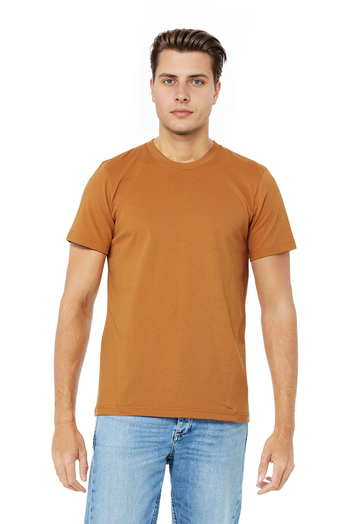 Front View of Toast BELLA+CANVAS Unisex Jersey Short Sleeve Tee. BC3001