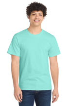 Front View of TrCeladon Port & Co Essential Tee. PC61
