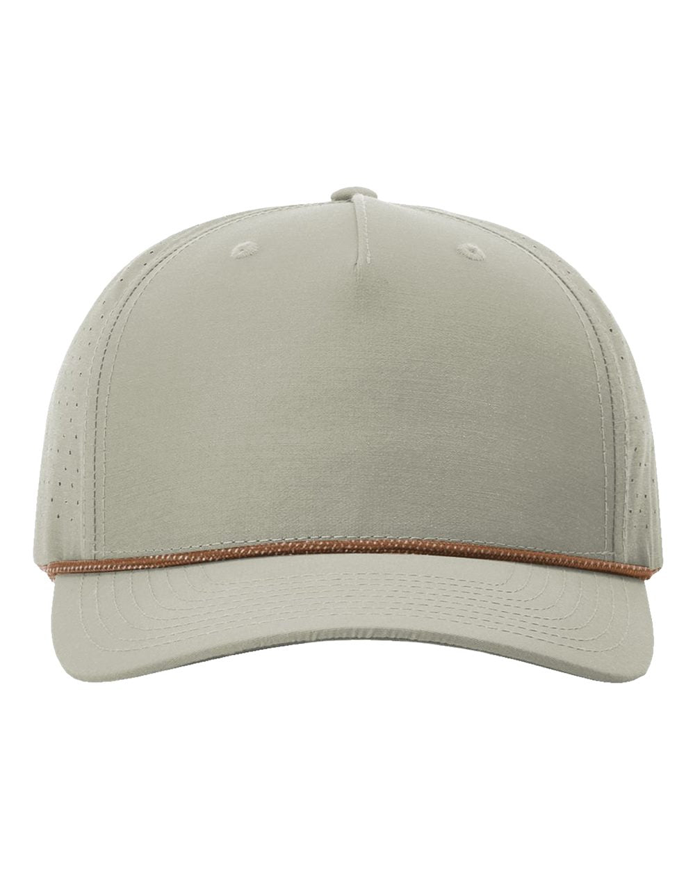 Front View of Trenchcoat/ Russet-Grey Laser Perf Performance Rope Cap - 355