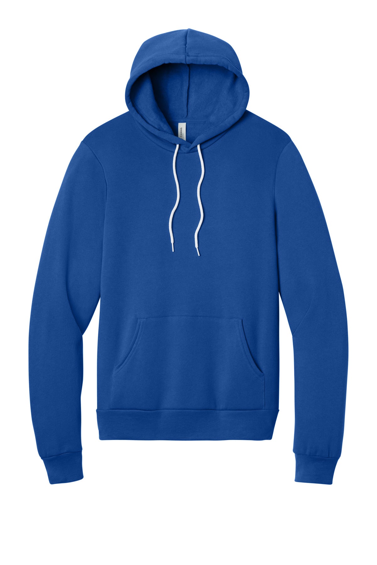 Front View of True Royal BELLA+CANVAS Unisex Sponge Fleece Pullover Hoodie. BC3719