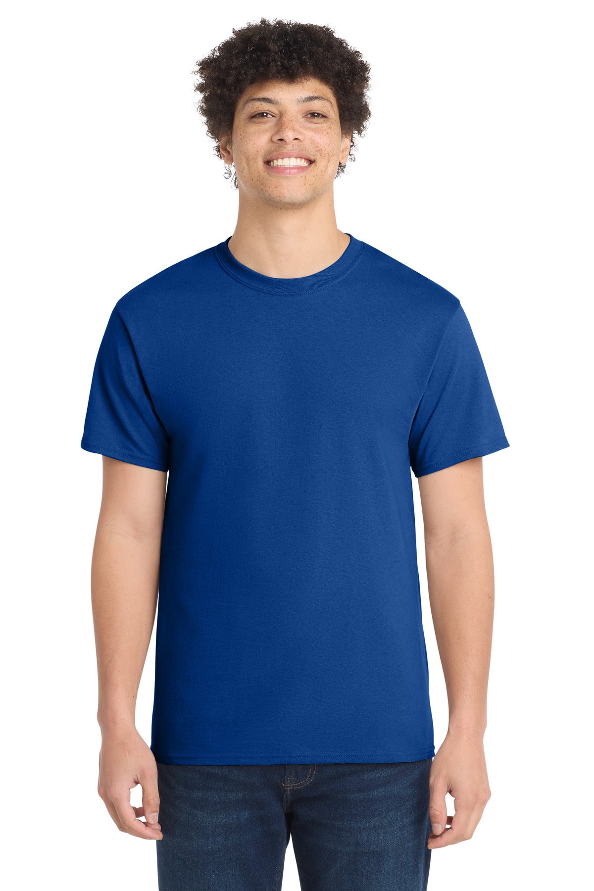 Front View of True Royal Port & Co Core Cotton Tee. PC54