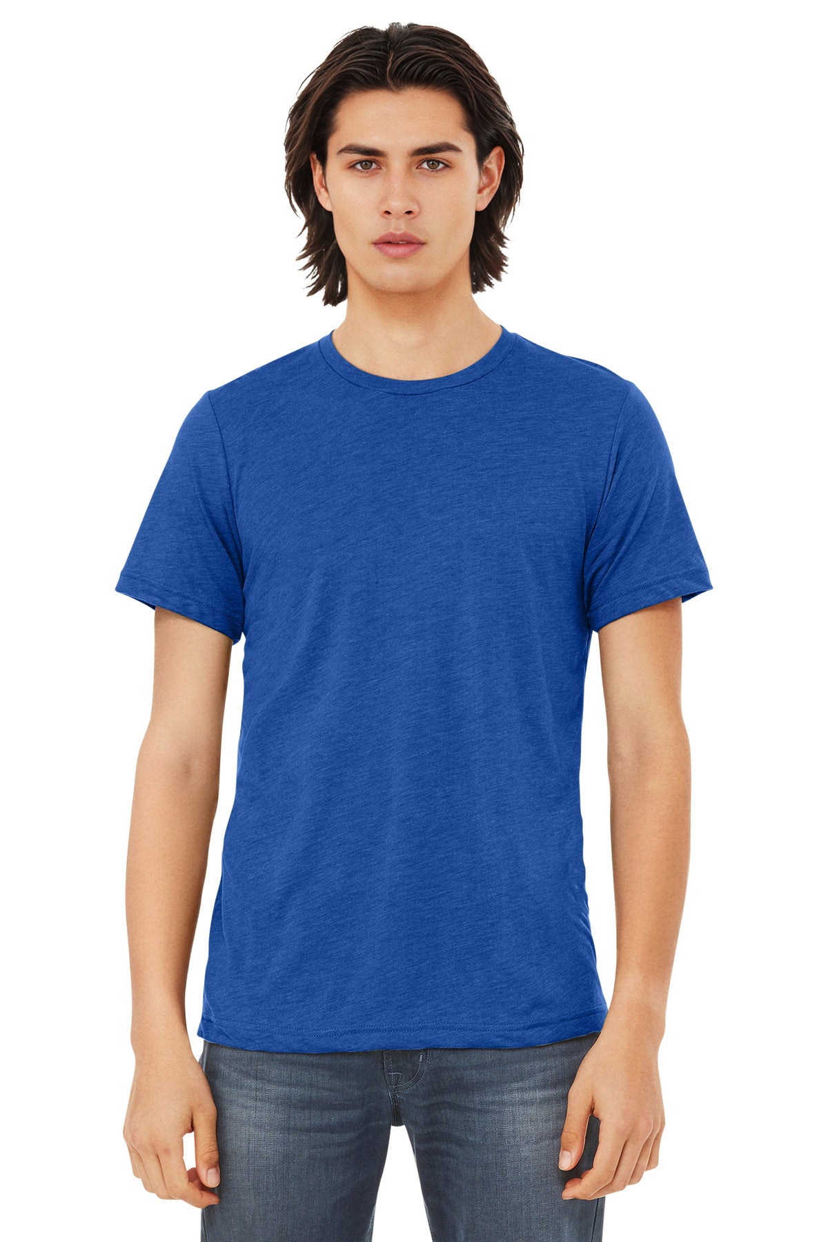 Front View of True Royl TB BELLA+CANVAS Unisex Triblend Short Sleeve Tee. BC3413