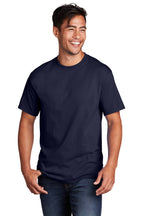 Front View of TrueNavy Port & Co Core Cotton Tee. PC54