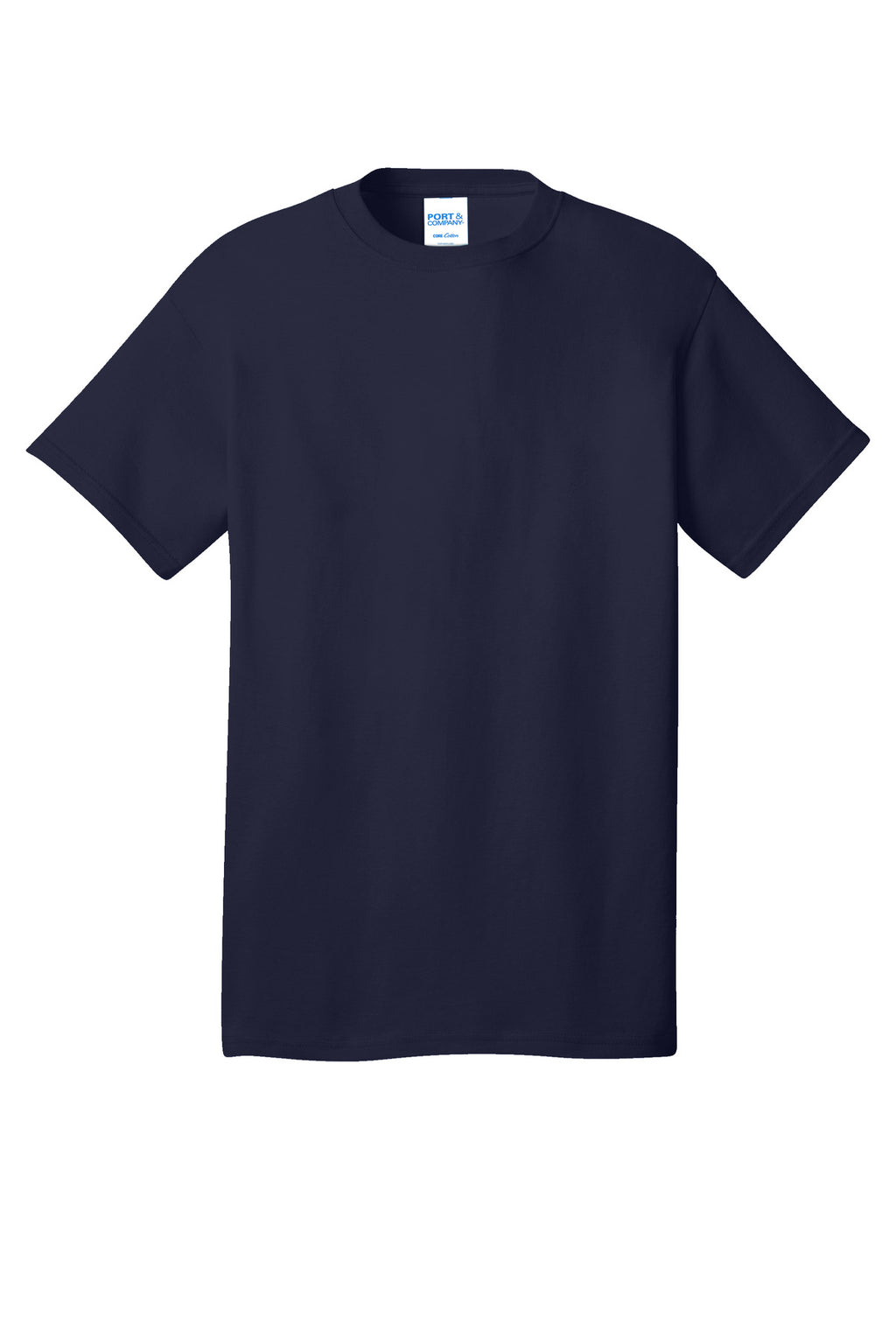 Front View of TrueNavy Port & Co Core Cotton Tee. PC54