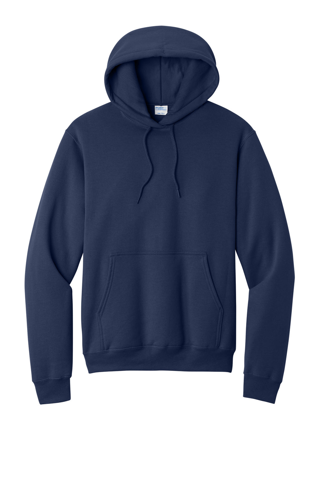 Front View of TrueNavy Port & Co Core Fleece Pullover Hooded Sweatshirt. PC78H