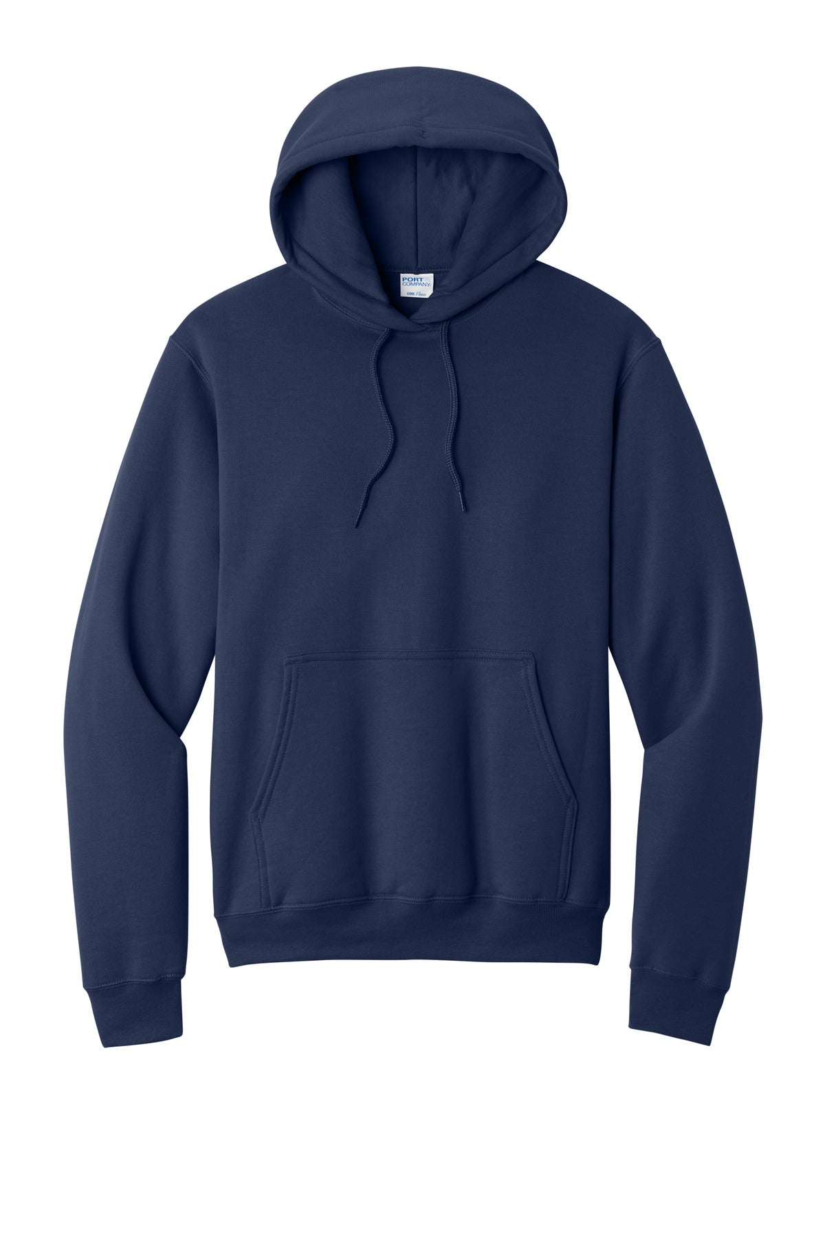 Front View of TrueNavy Port & Co Core Fleece Pullover Hooded Sweatshirt. PC78H