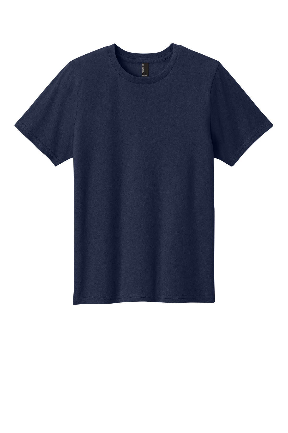 Front View of TrueNavy Port & Co Youth Easy Cotton Tee PC43Y