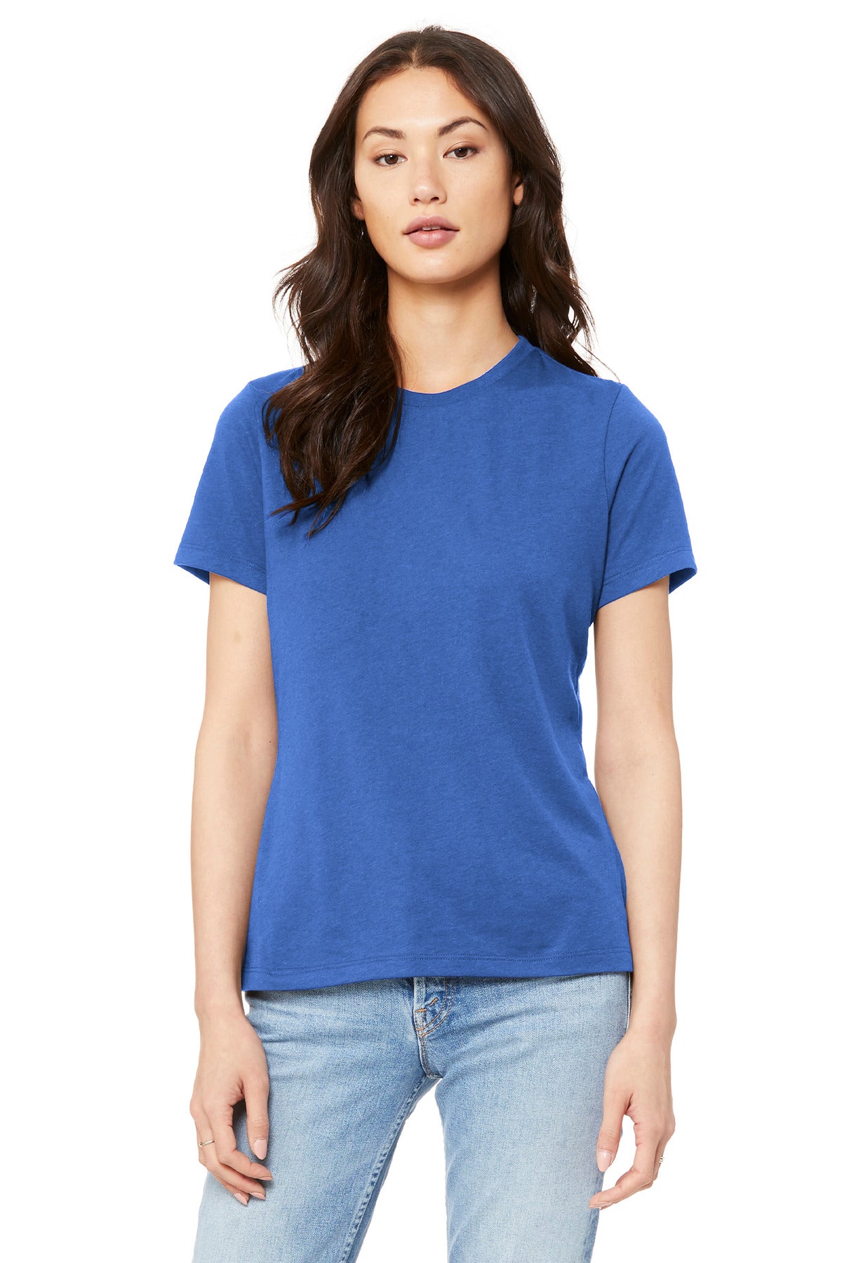 Front View of TrueRoyal BELLA+CANVAS Women's Relaxed Jersey Short Sleeve Tee. BC6400