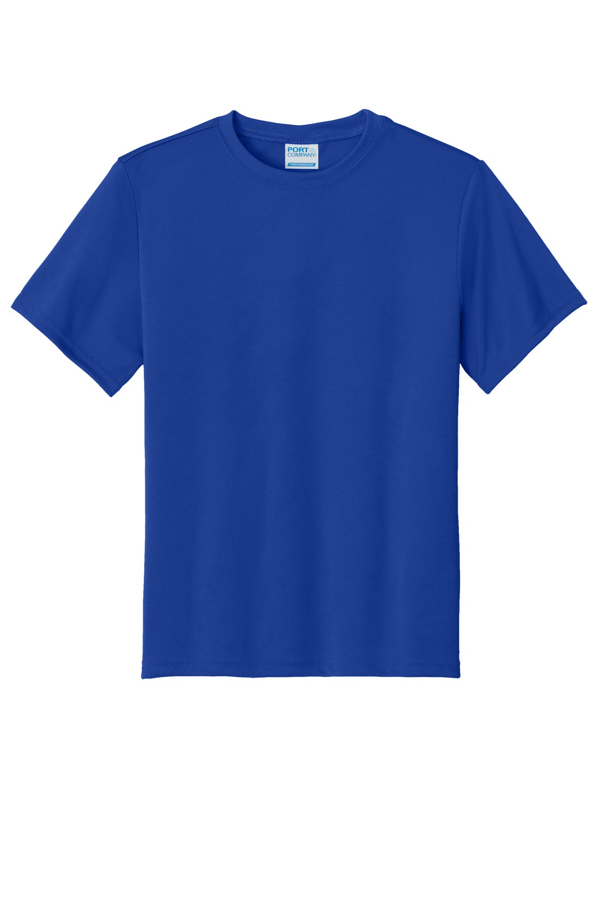 Front View of TrueRoyal Port & Co Youth Performance Tee. PC380Y