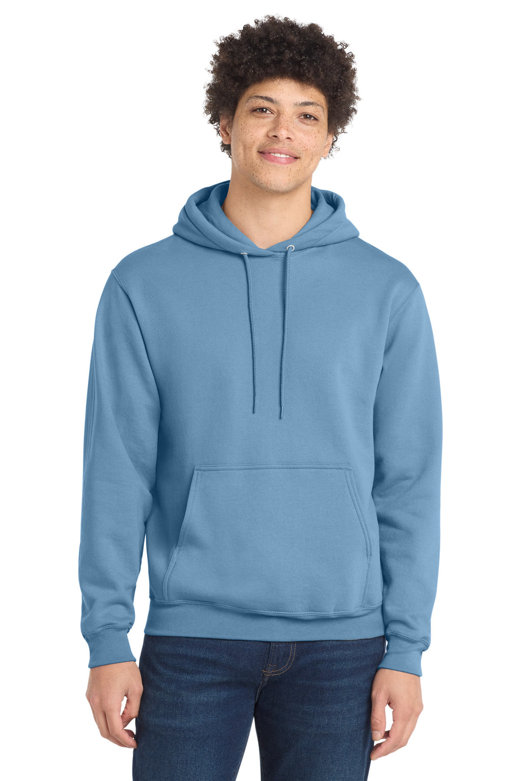 Front View of TundraBlu Port & Co Core Fleece Pullover Hooded Sweatshirt. PC78H