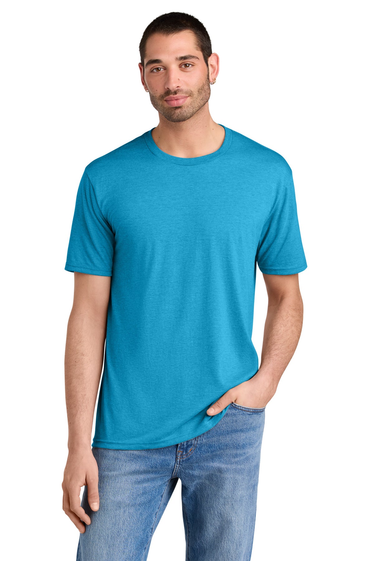 Front View of Turquoise Frst District Perfect Tri Tee. DM130