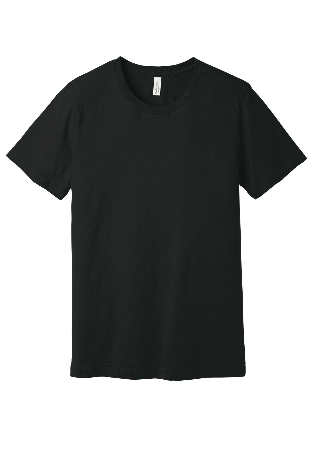 Front View of Vintage Black BELLA+CANVAS Unisex Jersey Short Sleeve Tee. BC3001