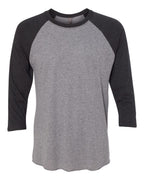 Front View of Vintage Black Sleeves/ Premium Heather Body Triblend Three-Quarter Raglan T-Shirt - 6051