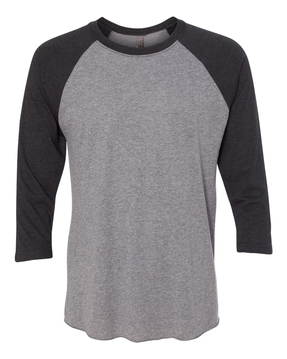 Front View of Vintage Black Sleeves/ Premium Heather Body Triblend Three-Quarter Raglan T-Shirt - 6051
