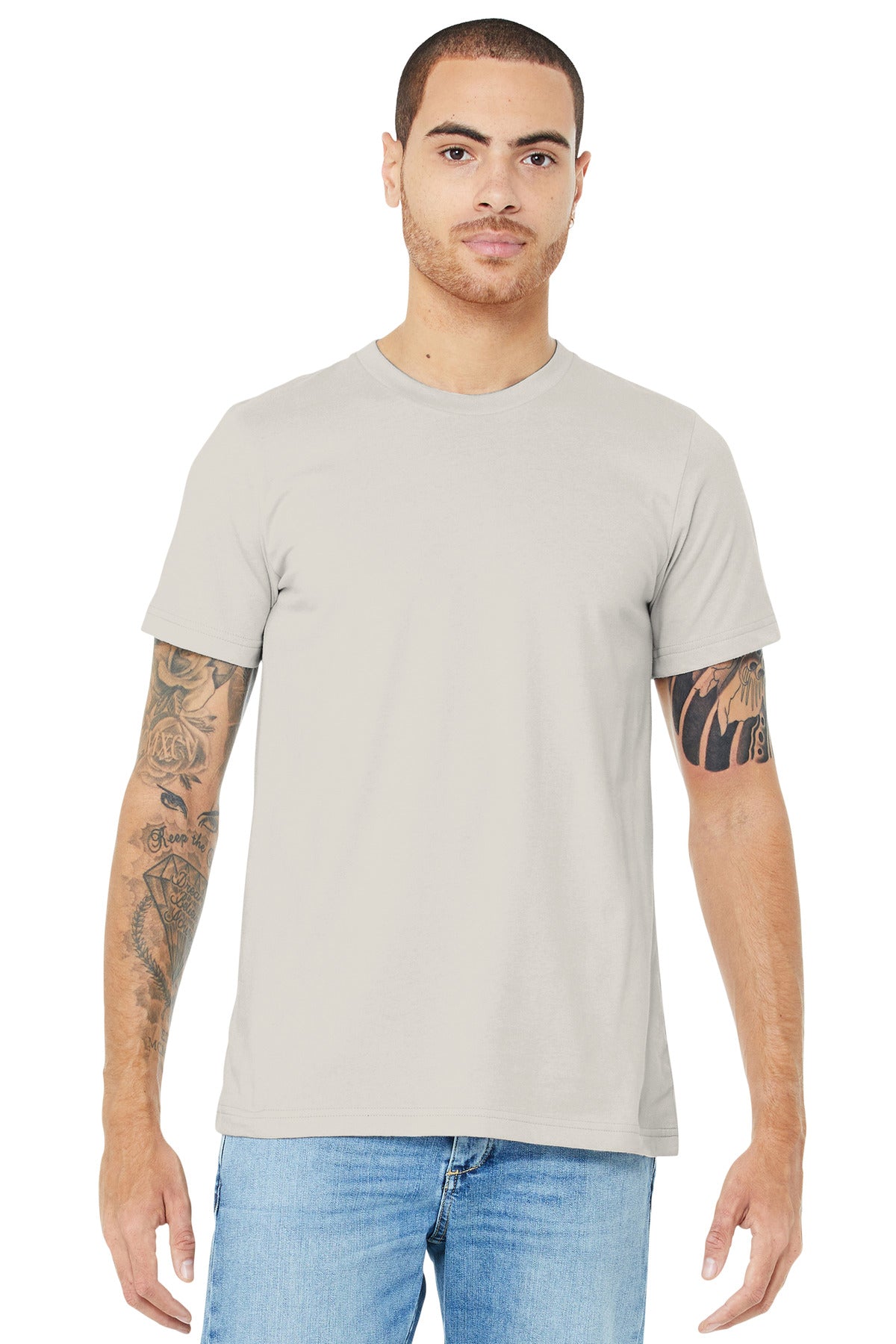 Front View of Vintage White BELLA+CANVAS Unisex Jersey Short Sleeve Tee. BC3001