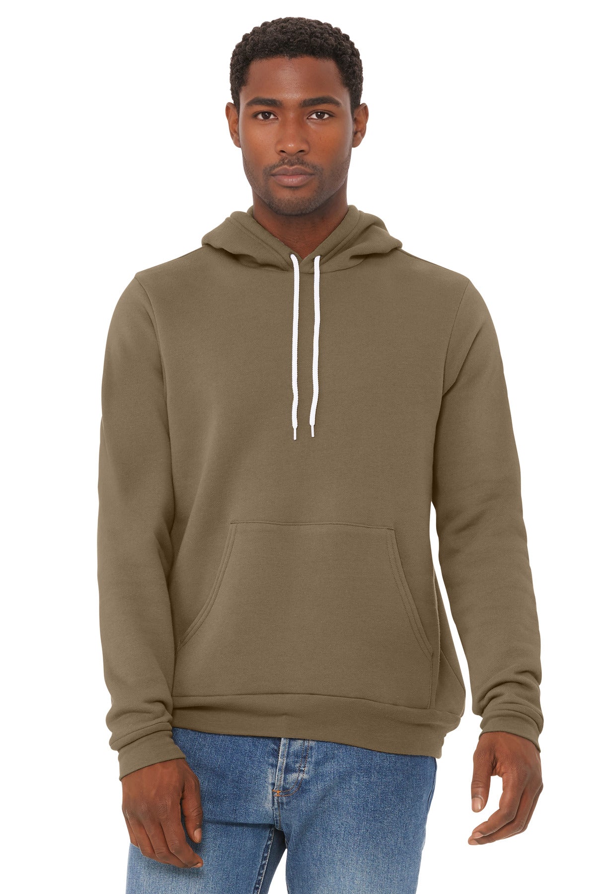 Front View of VintageBrn BELLA+CANVAS Unisex Sponge Fleece Pullover Hoodie. BC3719