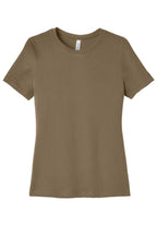 Front View of VintageBrn BELLA+CANVAS Women's Relaxed Jersey Short Sleeve Tee. BC6400