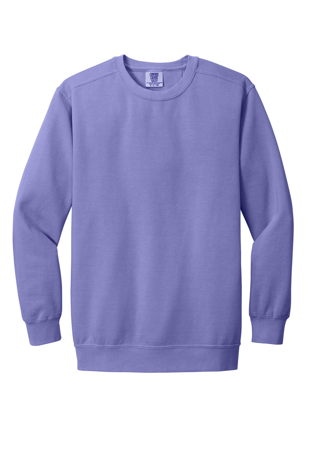 Front View of Violet COMFORT COLORS Ring Spun Crewneck Sweatshirt. 1566