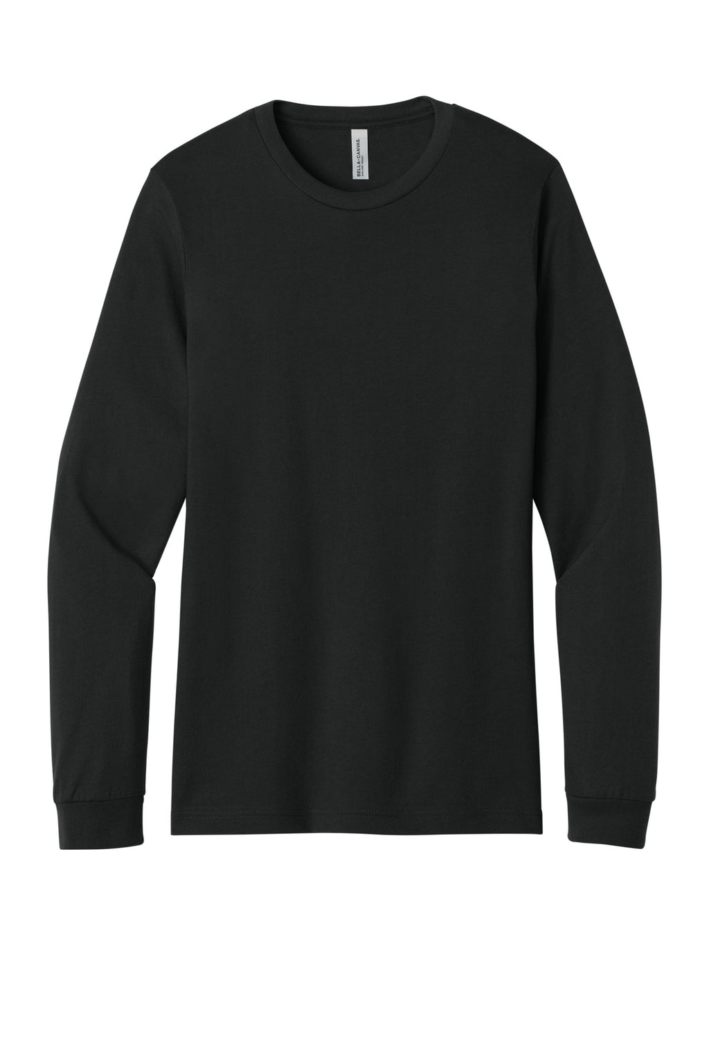 Front View of VtgBlack BELLA+CANVAS Unisex Jersey Long Sleeve Tee. BC3501