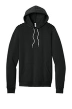 Front View of VtgBlack BELLA+CANVAS Unisex Sponge Fleece Pullover Hoodie. BC3719