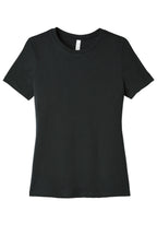 Front View of VtgBlack BELLA+CANVAS Women's Relaxed Jersey Short Sleeve Tee. BC6400