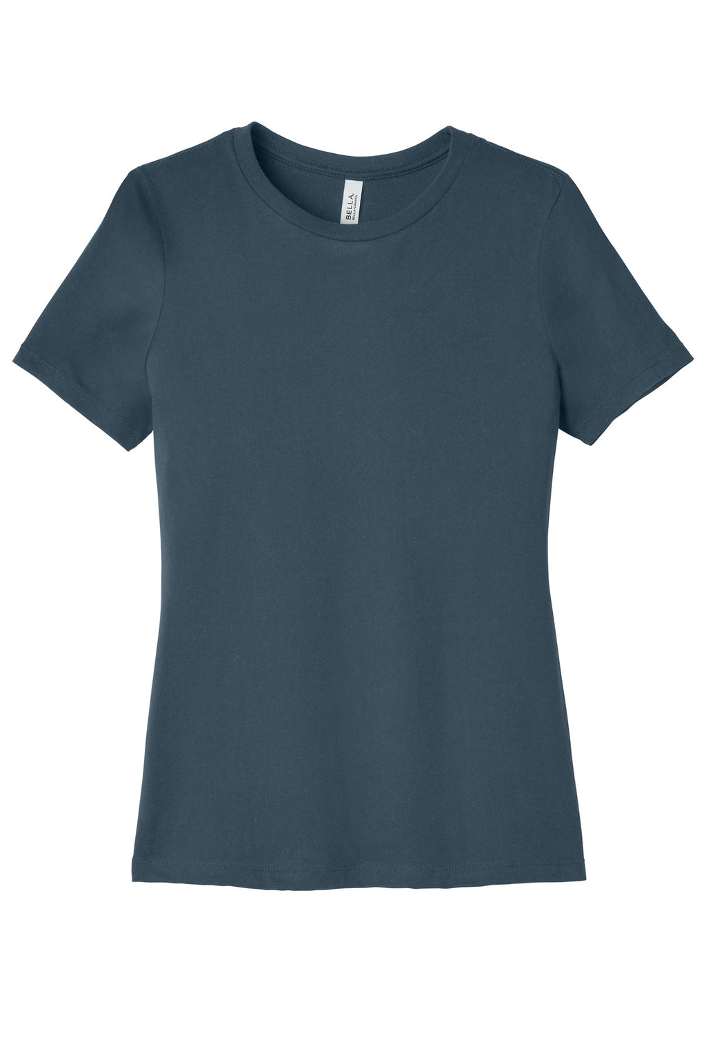 Front View of VtgNavy BELLA+CANVAS Women's Relaxed Jersey Short Sleeve Tee. BC6400