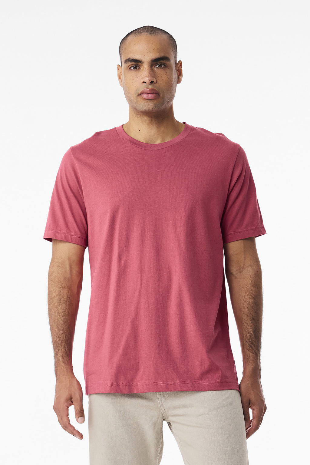 Front View of VtgRed BELLA+CANVAS Unisex Jersey Short Sleeve Tee. BC3001