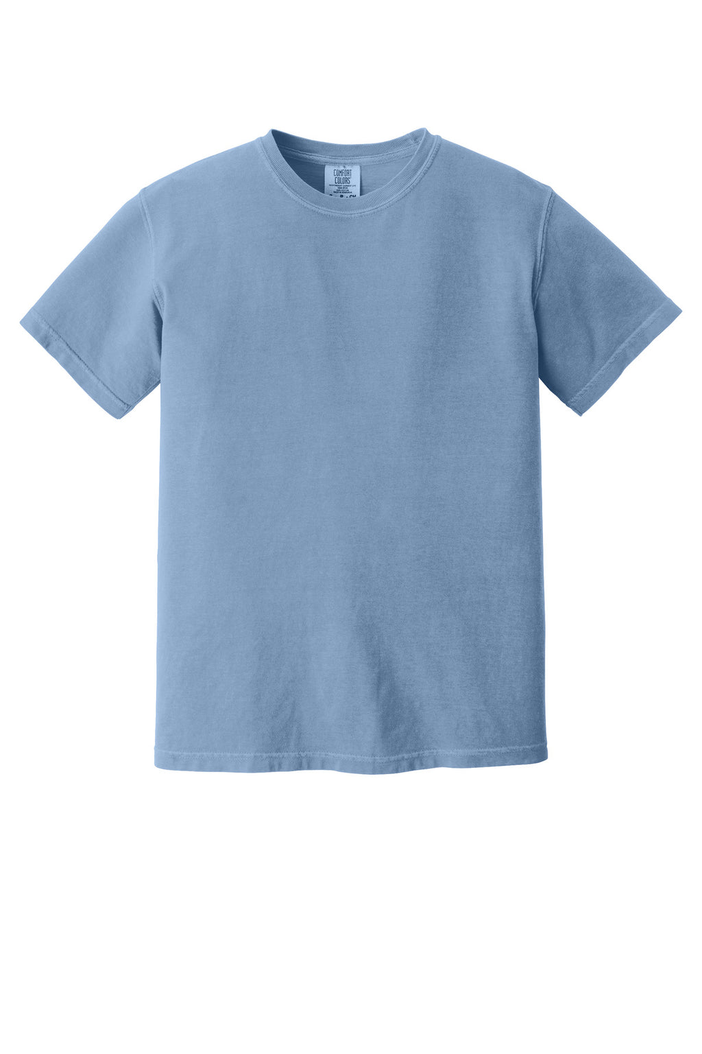 Front View of Washed Denim COMFORT COLORS Heavyweight Ring Spun Tee. 1717
