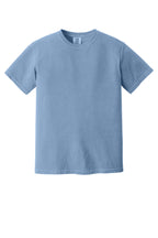 Front View of Washed Denim COMFORT COLORS Heavyweight Ring Spun Tee. 1717