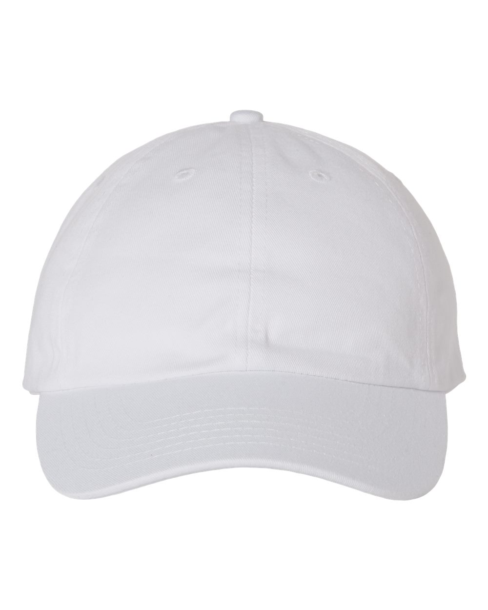 Front View of White Bio-Washed Classic Dad Hat - VC300A