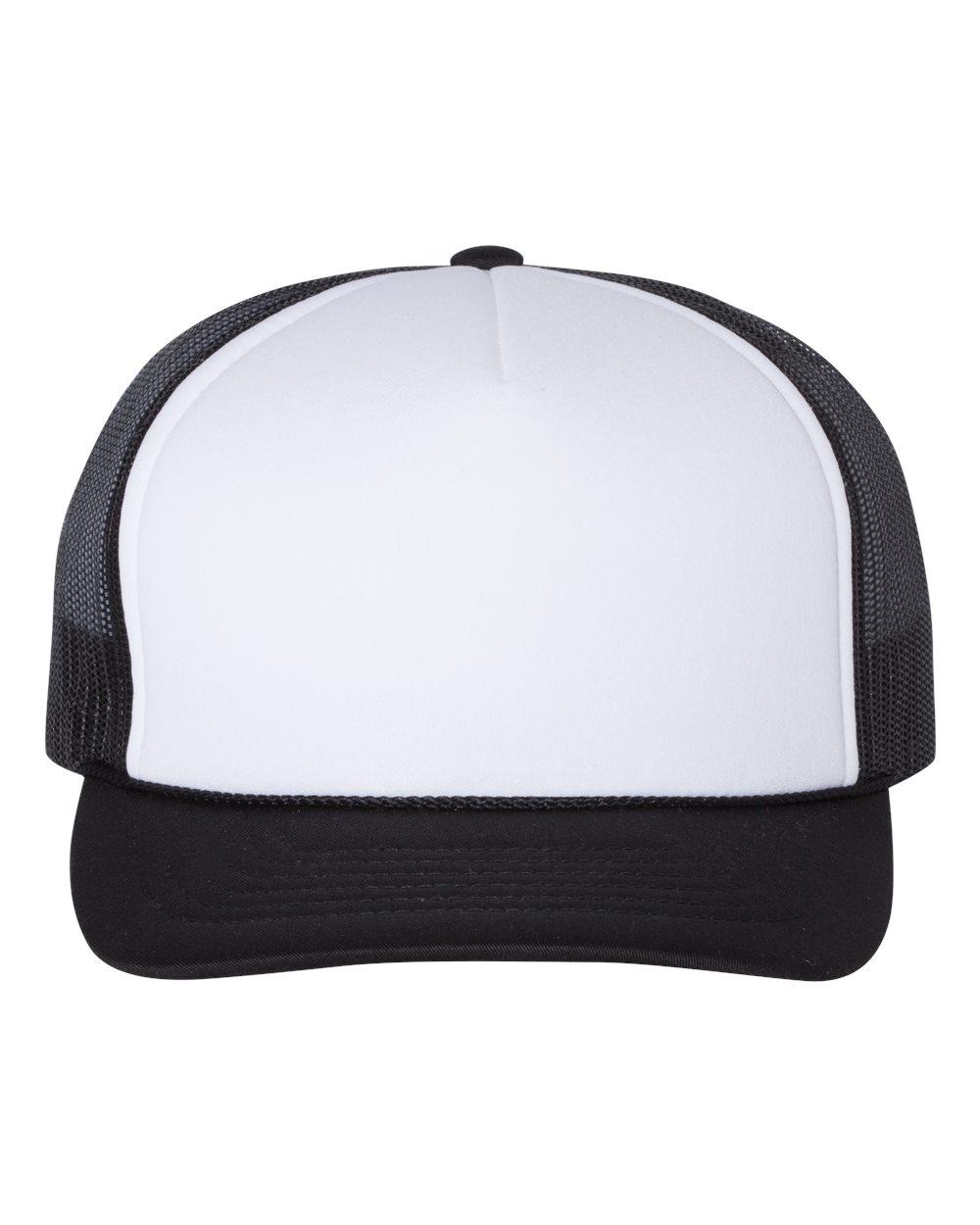 Front View of White/ Black Foamie Trucker Cap - 113