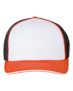 Front View of White/ Black/ Orange Tri Pulse Sportmesh R-Flex Cap - 172