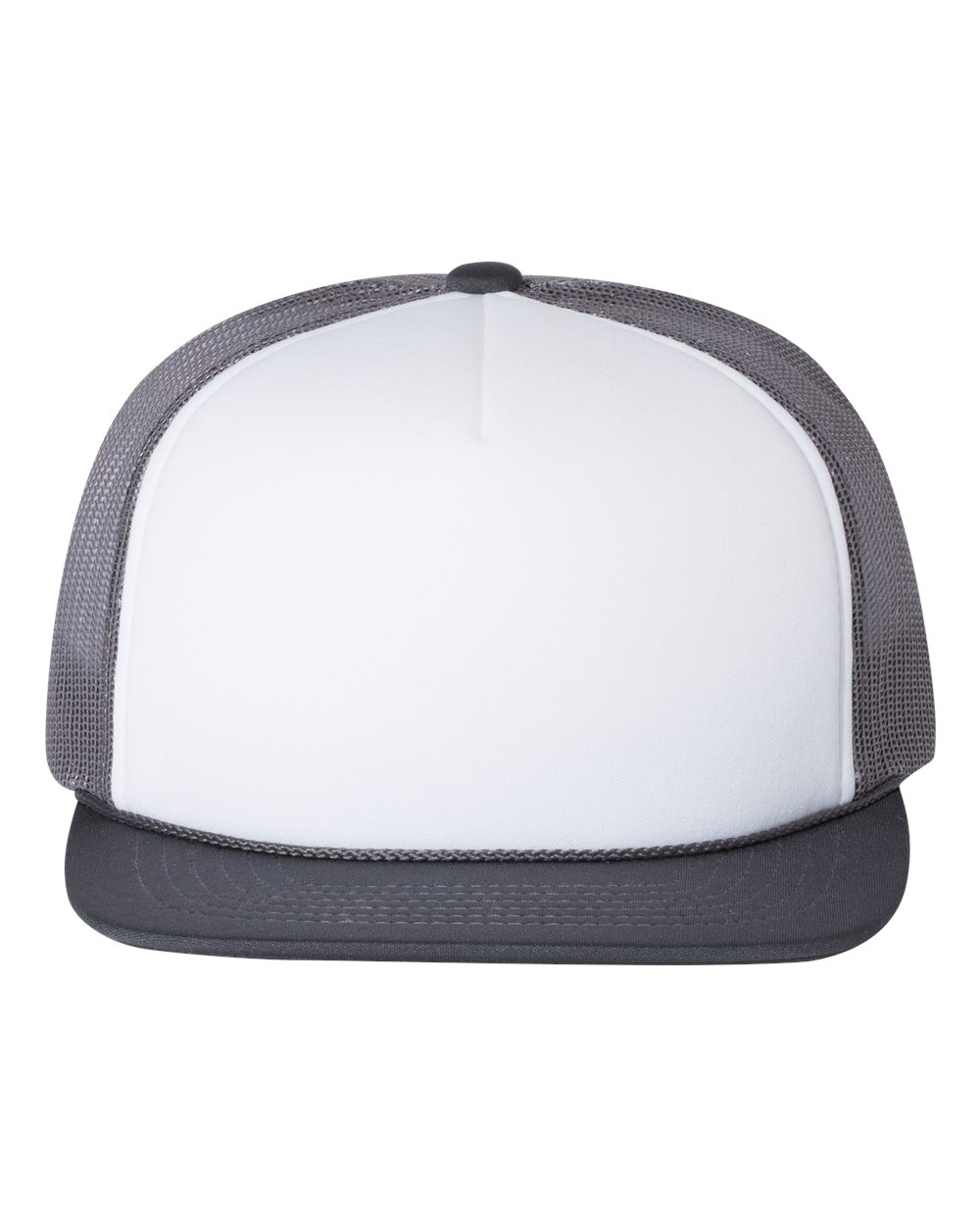 Front View of White/ Charcoal Foamie Trucker Cap - 113