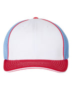 Front View of White/ Columbia Blue/ Red Tri Pulse Sportmesh R-Flex Cap - 172