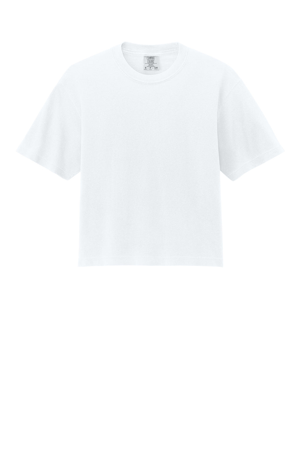 Front View of White Comfort Colors Women's Heavyweight Boxy Tee 3023CL