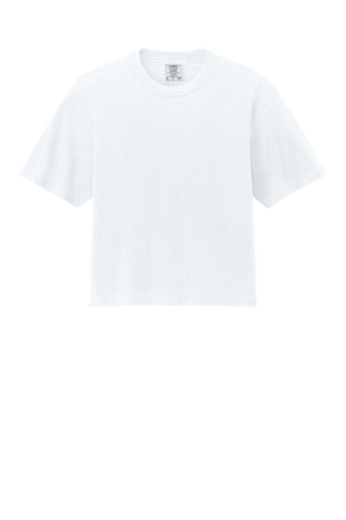 Front View of White Comfort Colors Women's Heavyweight Boxy Tee 3023CL
